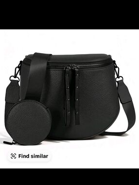 Black Crossbody Saddle Bag with Coin Pouch